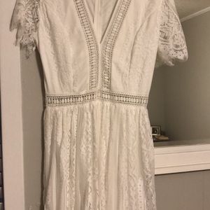White, lace, maxi dress. Worn once for engagement pictures.